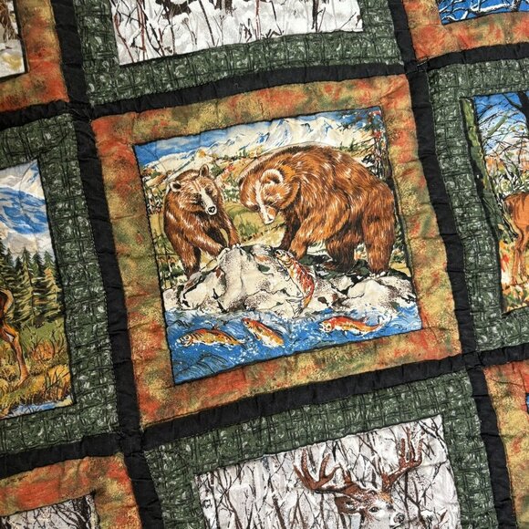 Handmade Wildlife Themed Patchwork Quilt Lap Blanket Wall Hanging Throw - Picture 9 of 11